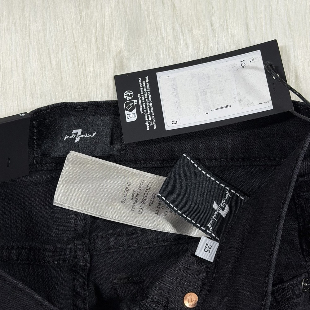 7 For All Mankind Size 25 Salem Black Dojo Tailorless Flare Trouser Denim Jeans - Picture 6 of 9